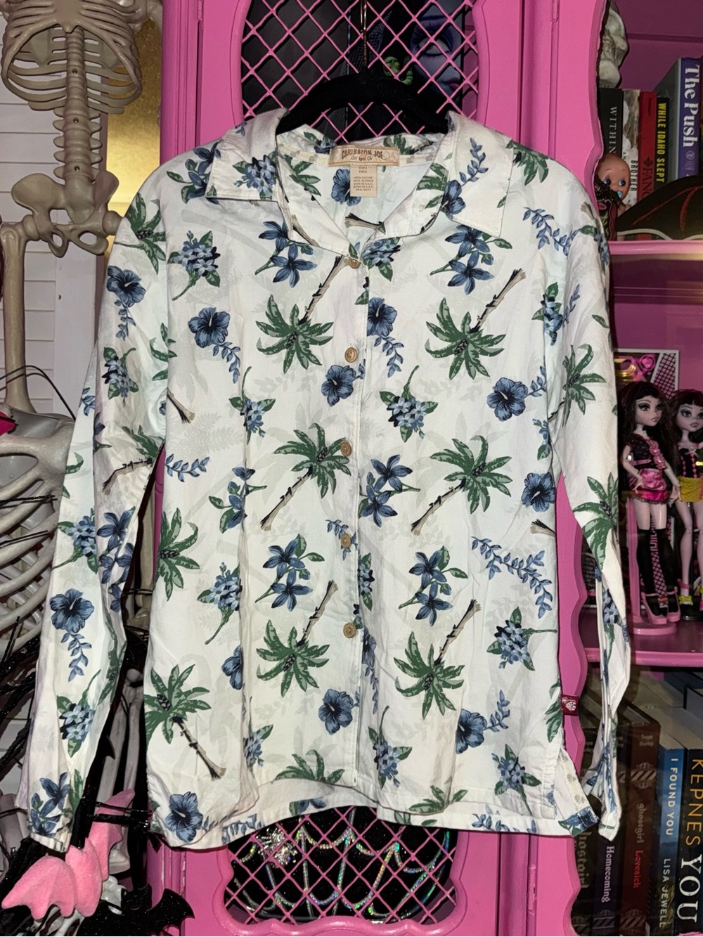VTG Caribbean Joe tropical button front shirt size small